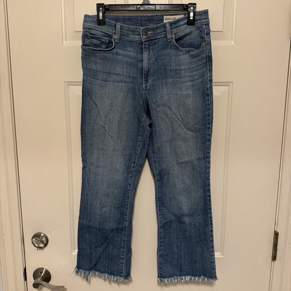 PISTOLA Mid Rise Cropped Denim Fray Hem Jeans Women’s Size 29 Med Wash - Picture 1 of 6